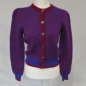 Oscar de la Renta Vintage Purple and Red Cardigan